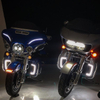 Motorcycle LED running light turn signal for fairing lowers grills