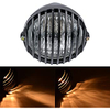 Motorcycle Headlight Grill Head Lamp 12V 55W Halogen for for Harley Cafe Racer Bobber Chopper Honda Suzuki Custom (Black Shell)